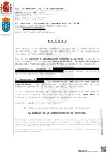 Auto judicial de conclusión de concurso de persona física